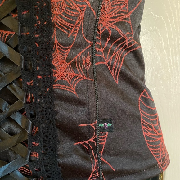Tripp NYC Red and Black Spider Web Corset - Picture 2 of 5
